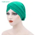 Light Green Milk Silk Turban Hat Women Chemotherapy Cap Cross Wrap Headwear Variant - One Size / Light Green