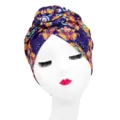 Women ethnic print turban hat stylish donut knot head wrap floral cap comfortable casual headwear - One Size / YQ2-18