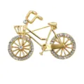 Goldene Fahrrad Strass Brosche Kristall Mode Pin Elegante Kleidung Taschen Schmuck für Damen - Gold