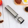 Stainless steel pepper grinder electric salt mill kitchen spice seasoning tool for cooking. - Style B (Flat Head Electric)