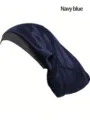 Berretto da notte lungo in satin di seta blu navy da uomo con fascia elastica larga. - Blu navy
