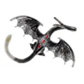Vintage silver dragon brooch with red crystal inlay gothic style fashion jewelry pin pendant - Silver