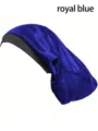 Cappello wave in seta blu reale da uomo, con fascia elastica larga e coda lunga per styling capelli. - Blu zaffiro