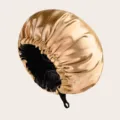 Cuffia da notte in satin bilaterale da donna, berretto elastico morbido per cura capelli. - Regolabile / Kaki + Fodera Nera