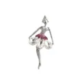 Exquisite rhinestone ballerina brooch featuring a dancing girl design, elegant silver alloy pin. - Style 1 / 6.8*3.3cm