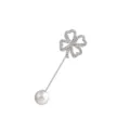 Crystal rhinestone four leaf clover pearl brooch pin elegant clothing fashion jewelry accessory - Style 1 (Clover Long Pin Brooch)