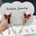 Clip de foulard papillon en cristal coréen cardigan col connexion anti-glisse pin - Style Deux Papillon Cristal Rouge Doré (1623623-12)