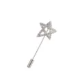 Close-up detail of a sparkling rhinestone star stick pin, vintage alloy brooch accessory. - Style 3 (Pentagram Long Pin Brooch)
