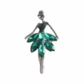 Exquisite green rhinestone ballerina brooch, vintage crystal dancer pin accessory for women details. - Style 4 / 6.2*3.3cm