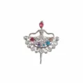 Detailed close-up of shiny rhinestone ballerina brooch with sparkling multi-color crystals. - Style 6