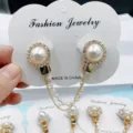 Clip perle strass anti-reflets connecteur col cardigan bijoux mode en gros - Style Gland Strass Doré (1623623-5)