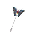 Vintage alloy crystal butterfly lapel pin exquisite brooch clothing accessories detail view - Style 7 (Butterfly Long Pin Brooch)