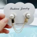 Clip de col perle strass elegant boucle de gilet anti-evitement pour femme mode. - Style Double Chaîne Géométrique Doré (1623623-8)