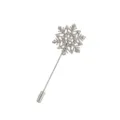 Elegant silver-tone rhinestone snowflake long stick lapel pin brooch for women apparel decor. - Style 11 (Silver Snowflake Long Pin Brooch)