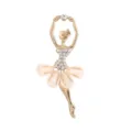 Elegant gold crystal ballet dancer brooch with charming pink tutu skirt fashion jewelry. - Style 13 / 5.8*2.7cm