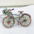 Colorful rhinestone bicycle brooch pin fashion women clothing accessories crystal decorative jewelry - Pink