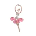 Cute ballerina girl brooch detail, rose gold alloy with pink cat eye stone skirt and rhinestones. - Style 14 / 5.8*2.7cm