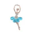 Close-up detail of the elegant rhinestone and blue cat-eye stone ballerina brooch pin. - Style 15 / 5.8*2.7cm