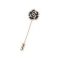 Elegant black enamel camellia flower stick brooch with sparkling rhinestones, retro alloy lapel pin accessory. - Style 16 (Camellia Long Pin Brooch)