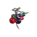 Detail shot of the vintage silver ballet dancer brooch with sparkling colorful crystal gems. - Style 19