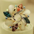 Elegant multi-color crystal cat's eye brooch gold plated fashion jewelry pin for women - Cat's Eye Multicolor