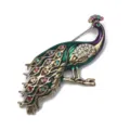 Detalle de broche de estrás de pavo real, accesorio de pin de solapa animal esmaltado vintage. - Esmalte Pavo Real Multicolor