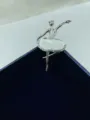 Silver ballerina brooch with white enamel and sparkling rhinestones for women fashion accessory. - Style 20 / 4.8*3.2cm