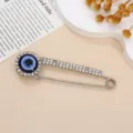 Boze oog broche strass veiligheidsspeld minimalistisch legering mode sieraad kleding accessoire - Boze Oog Serie 6 (A-3-12) / 7.5cm x 1.4cm / Zilver