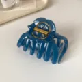 Gran pinza de pelo azul con resorte dorado, elegante pinza tiburón para cabello grueso. - Azul