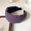 Paarse stoffen ruitjes haarband, stijlvolle gestreepte haarhoepel, veelzijdig breed haaraccessoire. - Paars Geruite Brede Haarband