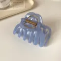 French style large blue hair claw clip, wide deep teeth shark clip for thick hair styling. - Transparent Blue