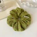 Groene roze polkadot gaas haarelastiek, elegante geplooide stoffen haarelastiek voor dames. - Groene Stippen