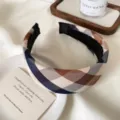Serre-tête à carreaux chic pour femme, accessoire de coiffure tendance pour look vintage élégant. - Serre-tête Large À Grand Plaid