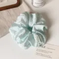 Koreaanse zoete lichtblauwe stippen haarscrunchie, schattige stoffen haarband voor dagelijks. - Muntgroen Stippen