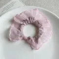Pink ruffled hair scrunchie, sweet fabric ponytail holder for women and girls styling. - Pink Mesh Scrunchie