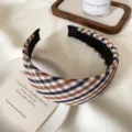 Serre-tête à carreaux style coréen pour femme, accessoire de coiffure tendance pour look quotidien - Serre-tête Large À Petit Plaid