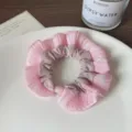 Korean style macaron color pleated hair scrunchie sweet high elastic hair rope for women. - Pink Ruffle Large Scrunchie