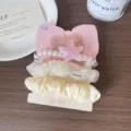 Korean cute star hair scrunchies 3-piece set mesh lace hair ties for women and girls - Starfish Style / Three-Piece Set / Yellow