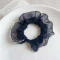 Korean Style Minimalist Black Mesh Hair Scrunchie Elastic Hair Tie Ponytail Holder - Black Mesh Scrunchie