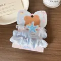 Korean cute mesh hair scrunchies set with starfish telephone wire hair tie for women girls. - Starfish Style / Three-Piece Set / Blue