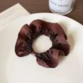 Brown fabric hair scrunchie, layered design, high elastic ponytail holder, chic daily accessory. - Brown Lace Large Scrunchie