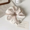 Schattige haarscrunchie met stippen voor dames, esthetische stoffen haarelastiekje paardenstaart. - Beige Stippen