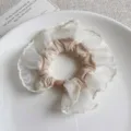 Korean minimalist sheer mesh hair scrunchie with lace edge for women daily hair styling. - Cream Mesh Scrunchie