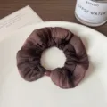 Brown pleated hair scrunchie, high elastic ponytail holder for women daily hair accessories. - Brown Ruffle Large Scrunchie