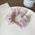 Pink Lace Scrunchie Hair Band Elegant Floral Ruffle Hair Tie Sweet Hair Accessory - Pink Lace Scrunchie