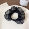 Black lace hair scrunchie for women, elegant sweet floral hair tie sweet hair accessory. - Black Lace Scrunchie