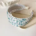 Chic floral wide headband for women, pastoral style hair hoop, cute daily hair accessory. - Blue Floral Print Wide Headband