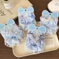 Sweet bow lace hair scrunchies set, elegant blue macaron hair accessories for women. - Two-Piece Set / Blue Series