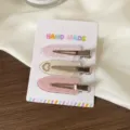 Cute dopamine hair clips set sweet aesthetic side bangs pins lovely girls fashion accessories - Three-Piece Set / Beige Pink Three-Piece Set