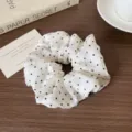 Cream polka dot hair scrunchie fluffy hair tie sweet style elastic fashion hair accessory variant - Beige Polka Dot